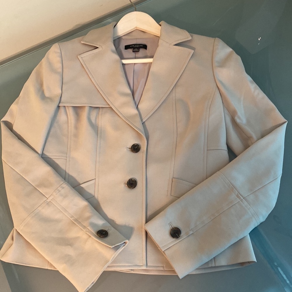 Ann Taylor Blazer Ann Taylor Cropped Trench Tailored Career Jacket Size 2